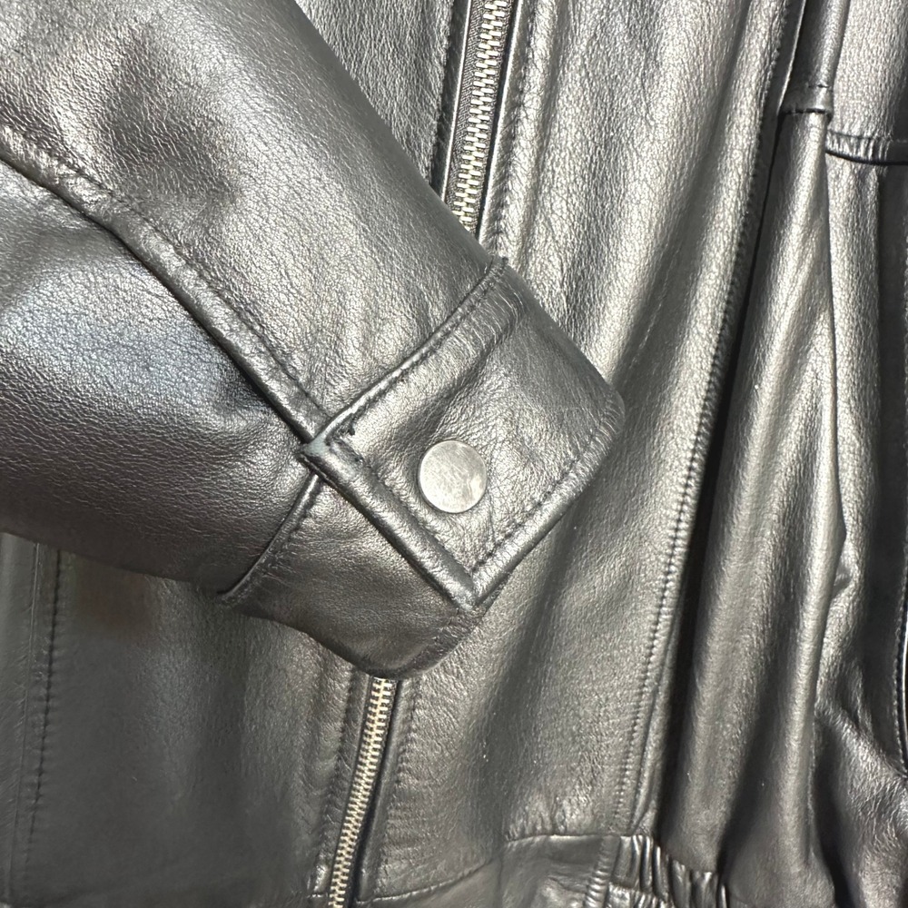 Vintage Charles Klein Mens Black Leather Bomber Jacket XXL Full Zip Outerwear - Picture 9 of 13